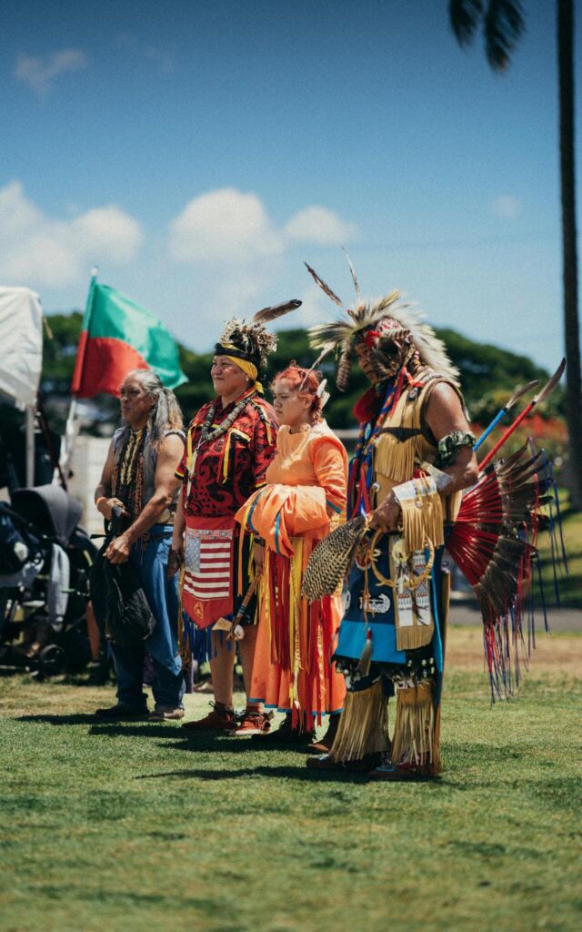4 native americans at the pow wow