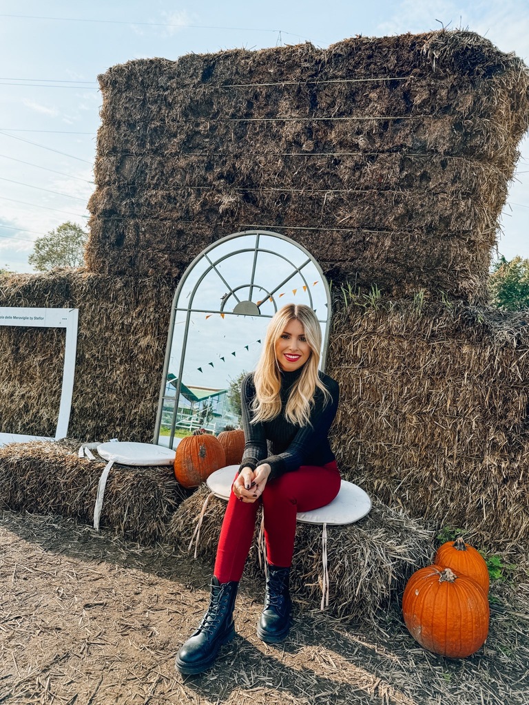 me in a pumpking patch