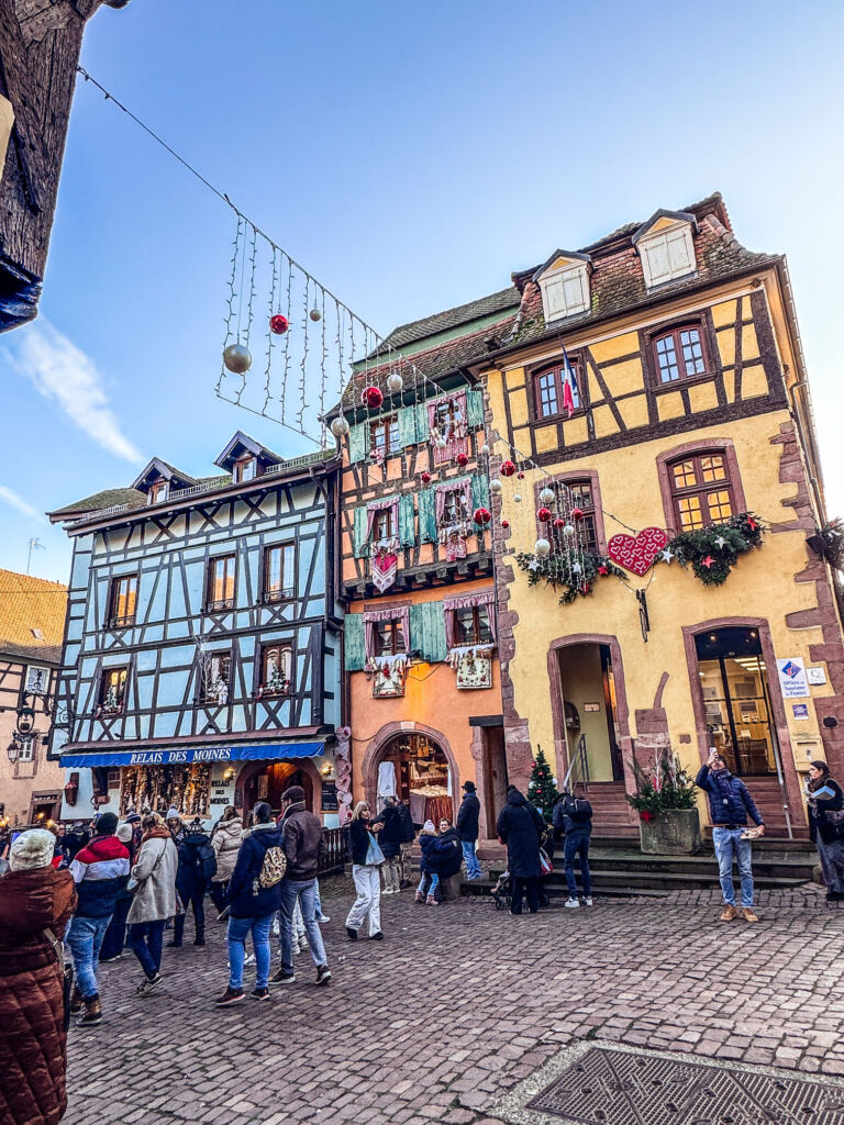 alsatian houses blue, orange and yellow